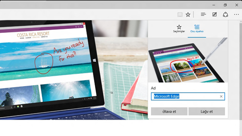 elementləri oxu siyahısı proqramından microsoft edge-ə apar