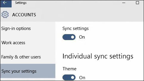 how do i sync my settings in windows 10?
