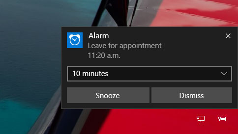 how to use alarms in windows 10