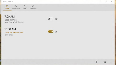 how to use alarms in windows 10