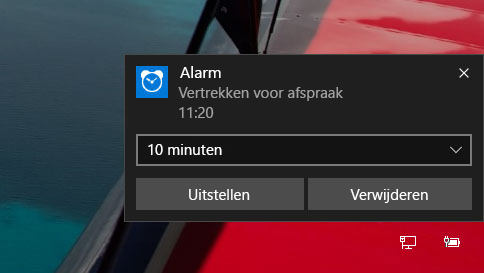 alarmen gebruiken in windows 10