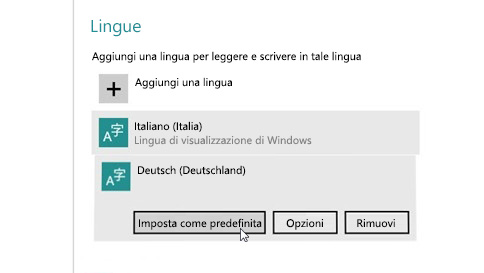 aggiungere una lingua di input a windows 10