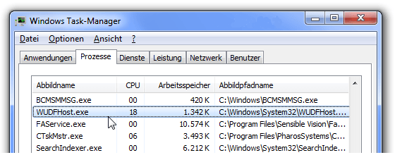 WUDFHost.exe Windows Driver Foundation - Benutzermodus-Treiberframework-Hostprozess (32-Bit)